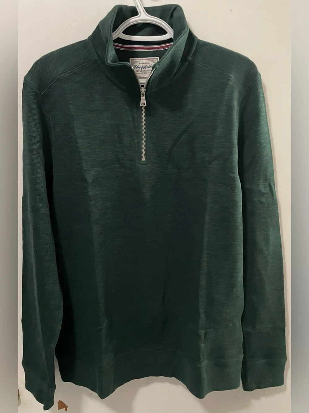 Flag & Anthem Men’s Dark Green Quarter Zip-Up Mock Neck Sweater Size Medium M